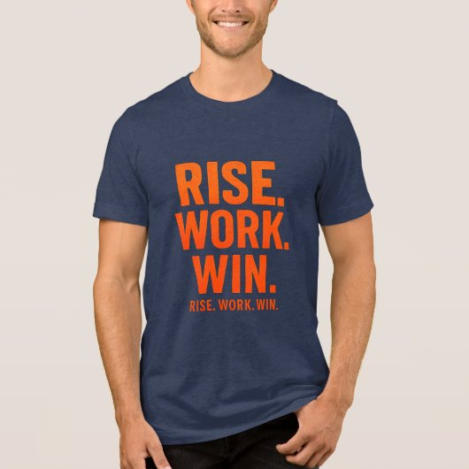 上昇。ワーク.WIN. - 感動的 Tやる気を起こさせる-Sh トライブレンドＴシャツ (正面)