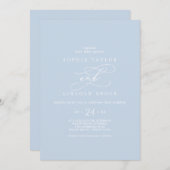 上智モダン赤ん坊の青結婚色 招待状 (正面/裏面)