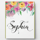 上智名字サインソフィアフローラ書道ベビー フォトプラーク (正面)