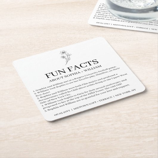 上智結婚式モダン披露宴おもしろいの事実 スクエアペーパーコースター (アングル)