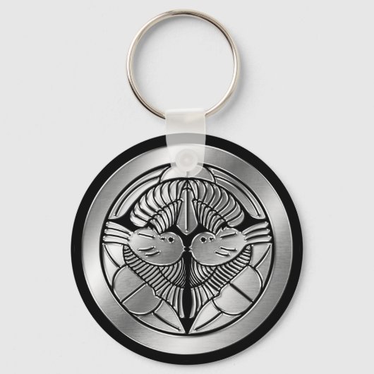 上杉氏家紋シルバークローム キーホルダー (正面)