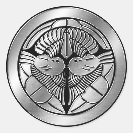 上杉氏家紋シルバークローム ラウンドシール (正面)