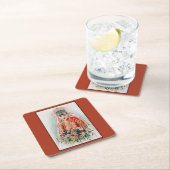 上海の中国の結婚式での赤いドレスの花嫁 スクエアペーパーコースター (インサイチュ)