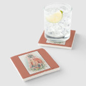 上海の中国の結婚式での赤いドレスの花嫁 ストーンコースター (横)