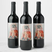 上海の中国の結婚式での赤いドレスの花嫁 ワインラベル (ボトル)