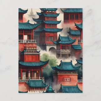 上海の水彩画 ポストカード