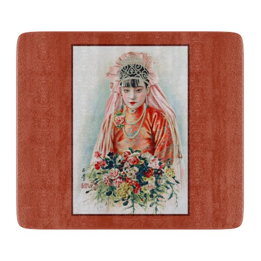 上海の赤中国の結婚嫁 カッティングボード (正面)