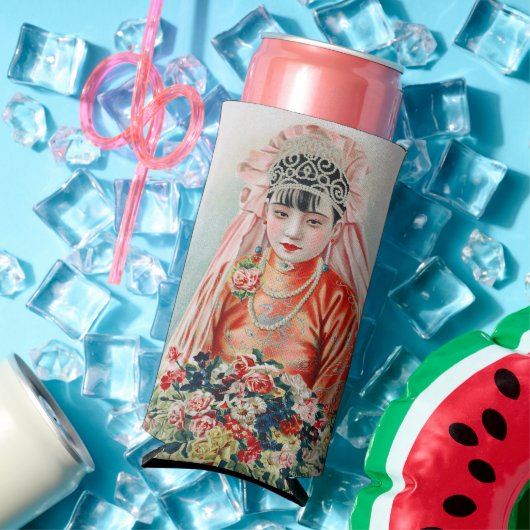 上海の赤中国の結婚嫁 スリム缶クーラー (インサイチュ 夏)