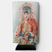 上海の赤中国の結婚嫁 スリム缶クーラー (裏面)