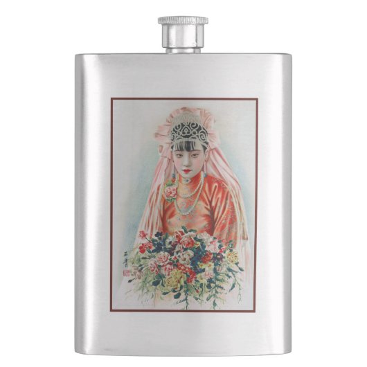 上海の赤中国の結婚嫁 フラスク (正面)