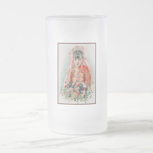 上海の赤中国の結婚嫁 フロストグラスビールジョッキ (中央)