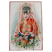 上海の赤中国の結婚嫁 ミディアムペーパーバッグ (裏面)