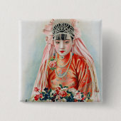 上海の赤中国の結婚嫁 缶バッジ (正面)
