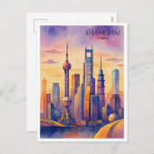 上海スカイライン中国旅行水の色 シーズンポストカード (正面/裏面)