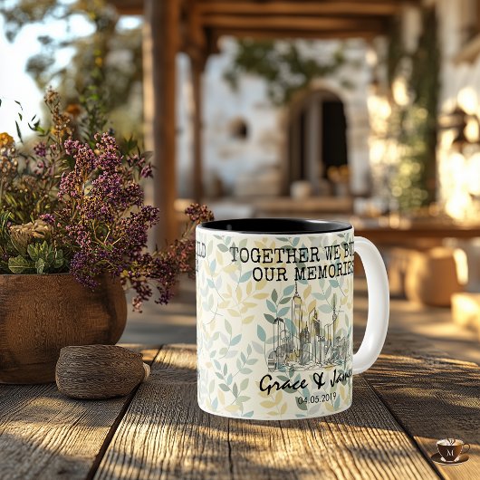 上海パーソナライズされたメモリ – ラインアートランドマーク ツートーンマグカップ