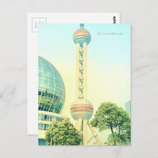 上海ヴィンテージオリエンタルパールタワートラベル ポストカード (正面/裏面)