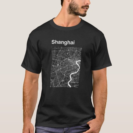 上海中国クラシックシティマップグラフィック Tシャツ (正面)