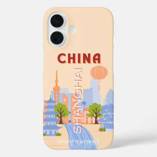 上海中国レトロパステル旅行アート Case-Mate iPhoneケース (裏面)