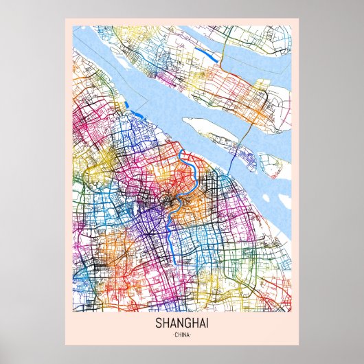 上海中国地図 ポスター (正面)