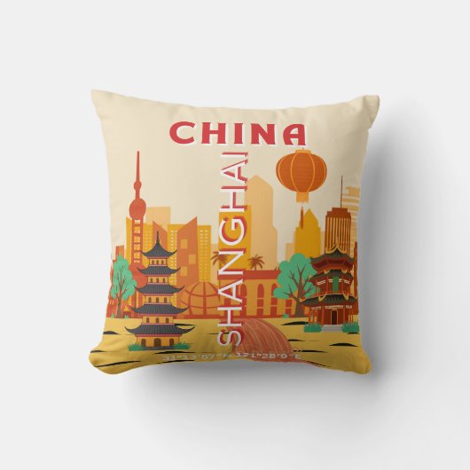 上海中国旅行リトロポスター クッション (正面)