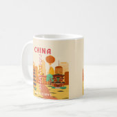 上海中国旅行リトロポスター コーヒーマグカップ (正面左)