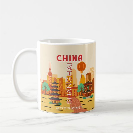 上海中国旅行リトロポスター コーヒーマグカップ (左)