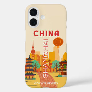 上海中国旅行リトロポスター iPhone 16ケース