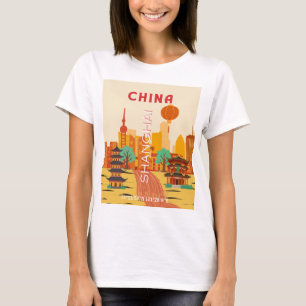 上海中国旅行リトロポスター Tシャツ