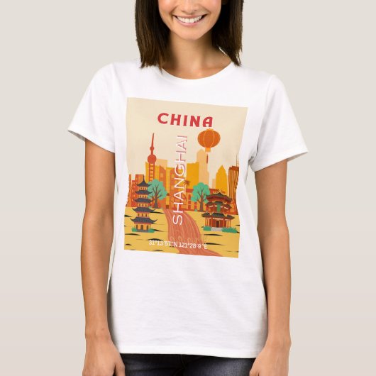 上海中国旅行リトロポスター Tシャツ (正面)