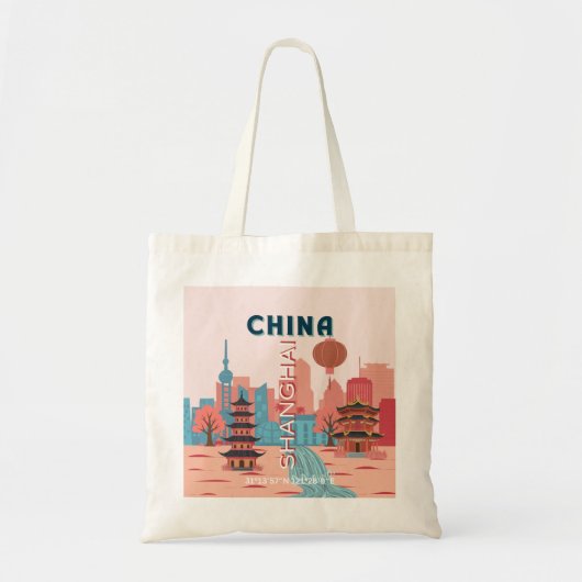上海中国旅行レトロビンテージポスター トートバッグ (正面)