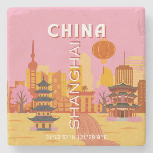 上海中国旅行ヴィンテージポスター ストーンコースター
