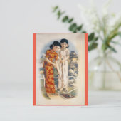 上海美しいヴィンテージ中国女子ゴルフ ポストカード (スタンド正面)