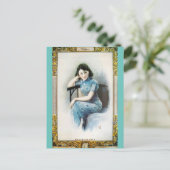 上海美しい広告のモデルブルードレス ポストカード (スタンド正面)