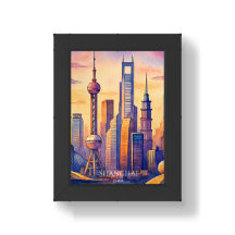 上海 スカイライン 中国 旅行 水彩画