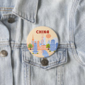 上海 中国 レトロ パステル 旅行 アート 缶バッジ (インサイチュ)