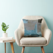 「上演された」ティール（緑がかった色）およびブラウンの抽象美術 クッション (椅子)