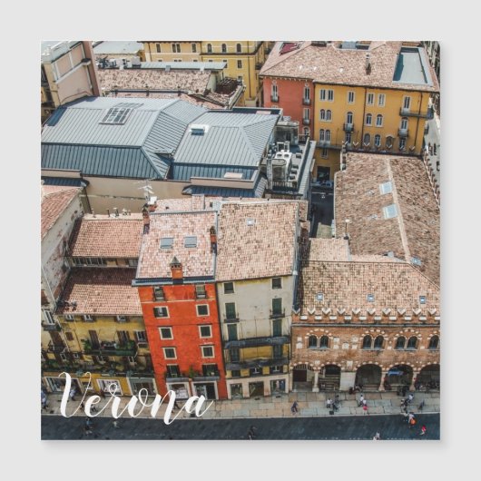 上空から見たヴェローナのカラフルな建物の外観 (正面)