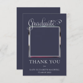 上等エレガントな台本の大学院フォトブルー サンキューカード