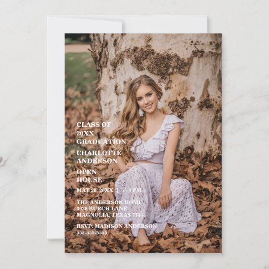 上級おめでとう卒業写真 招待状 (正面)