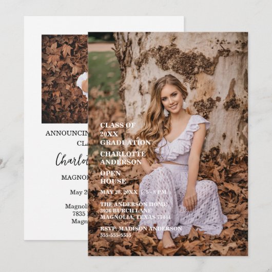 上級おめでとう卒業写真 招待状 (正面/裏面)