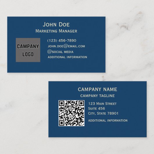 上級の青い表裏の名刺 名刺 (正面/裏面)