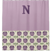 上紫と観賞用のユリの模様 シャワーカーテン (正面)