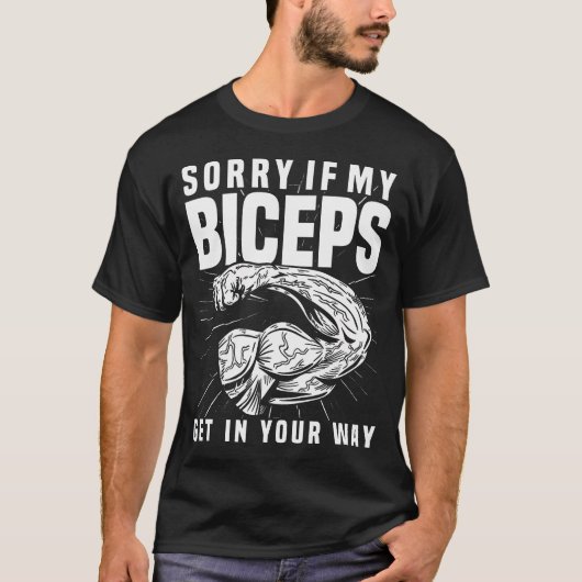 上腕二頭筋カール ワークアウト 筋肉 格言 上腕二頭筋 Tシャツ (正面)