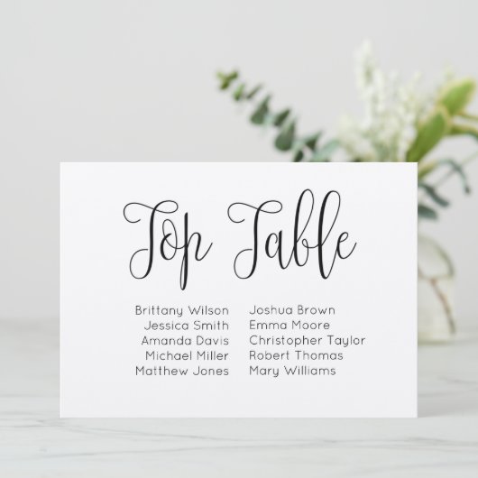 上表。国素朴内結婚式の座席表 招待状 (スタンド正面)