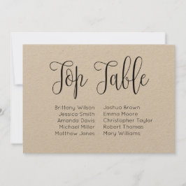 上表。国素朴内結婚式の座席表 招待状