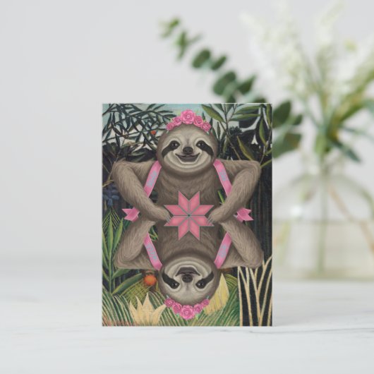 上記のようにナマケモノの下に ポストカード (スタンド正面)