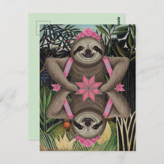 上記のようにナマケモノの下に ポストカード (正面/裏面)