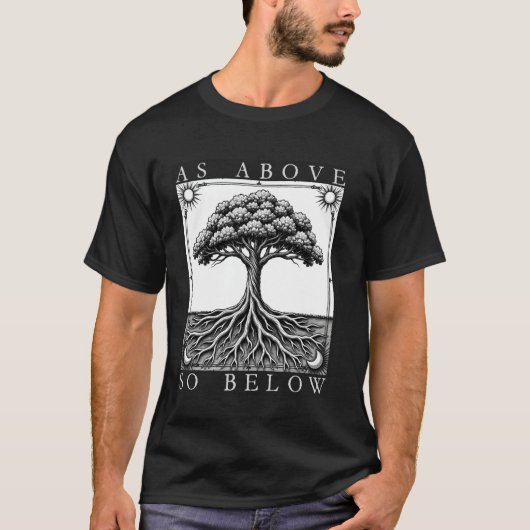 上記のように生命の木の下に太陽の月の神秘的なG Tシャツ (正面)