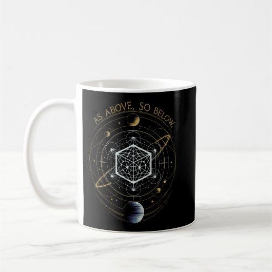 上記のように、以下のように – 宇宙神聖ジオメトリ コーヒーマグカップ (左)