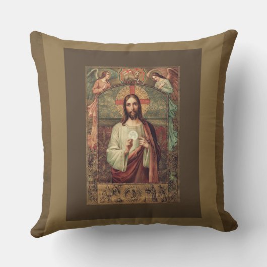 上記の天使の聖餐式のホストを握っているイエス・キリスト クッション (裏面)
